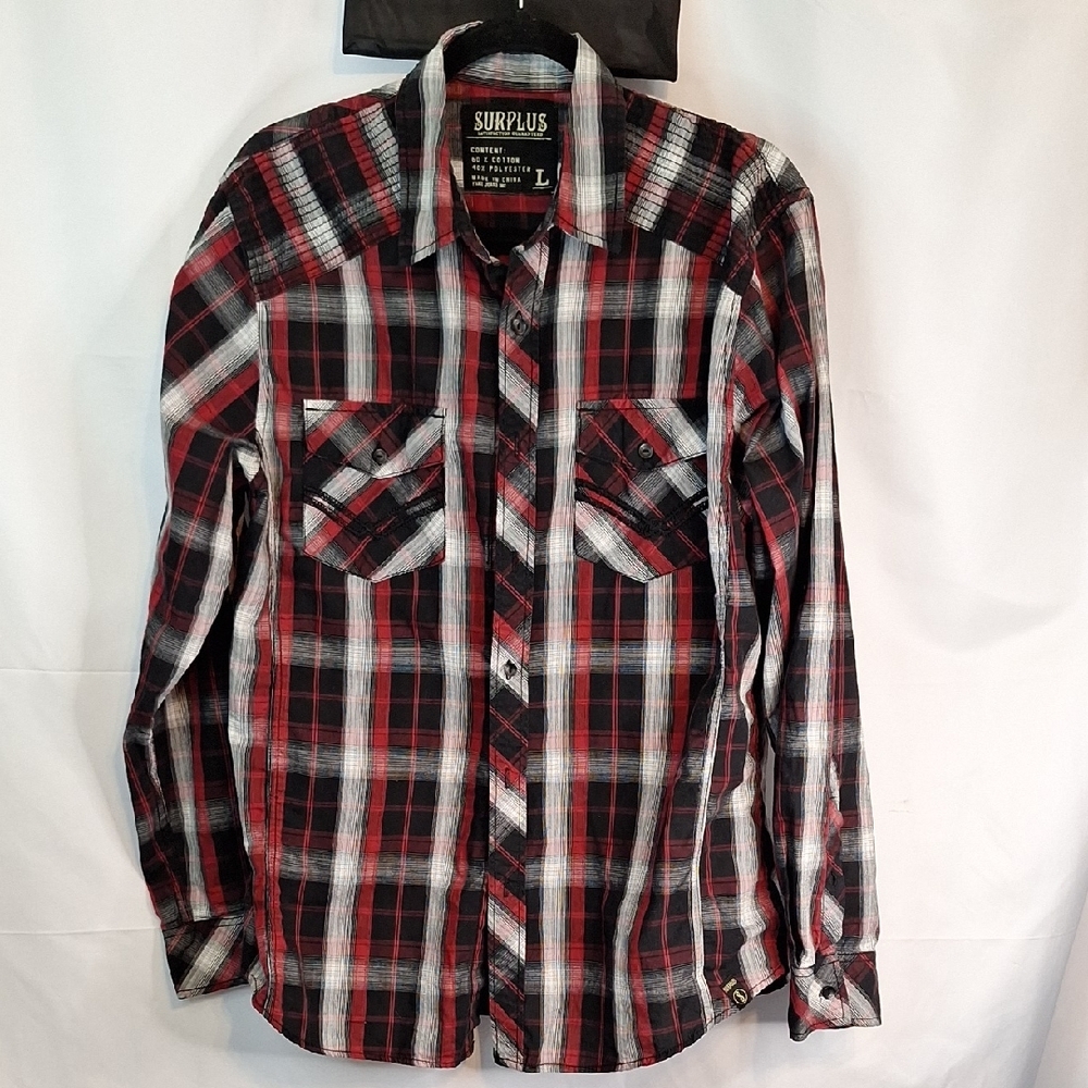 Red and Black Plaid Button Down Shirt